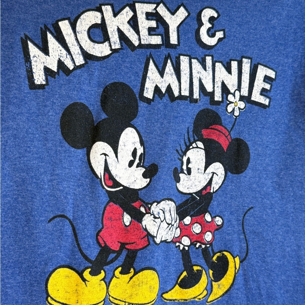 Disney Store Mickey & Minnie 'Together Since 1928" Women's Blue T-Shirt Size XS - Picture 3 of 4